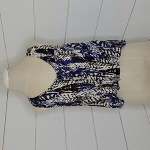 Sparkle & Fade large crop sleeveless flutter blouse